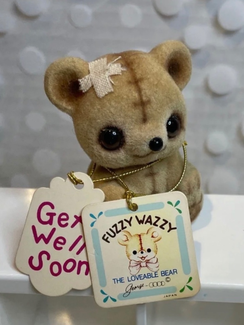 Vintage Fuzzy Wazzy flocked figure🧸Get Well Soon